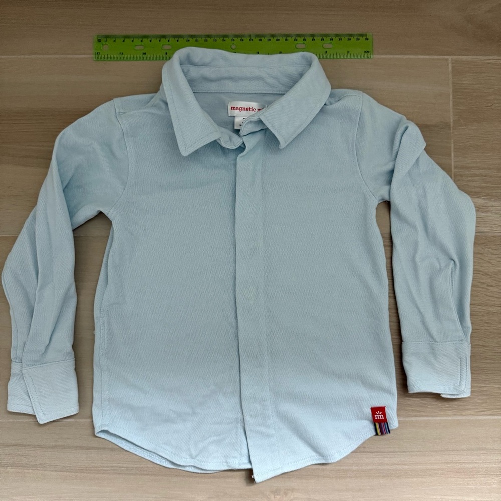 Magnetic Me Blue Button Down Shirt Classic Long Sleeve